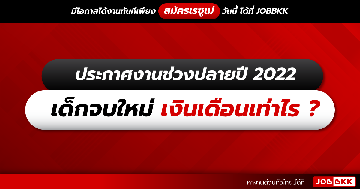 หางาน,สมัครงาน,งาน,ประกาศงานช่วงปลายปี 2022  เด็กจบใหม่ เงินเดือนเท่าไร